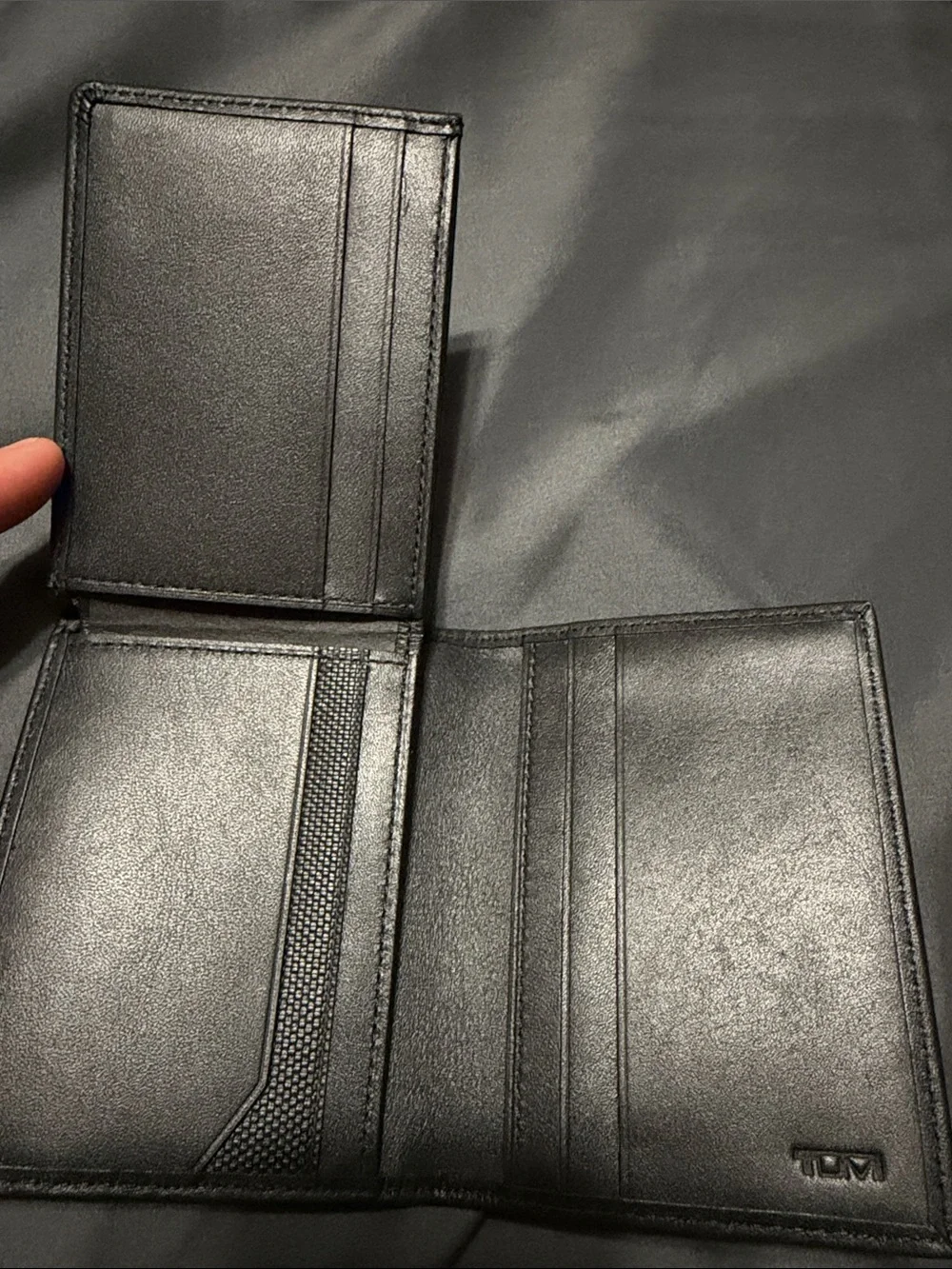 Tumi Black Nylon and Leather Bi-Fold Card Holder
